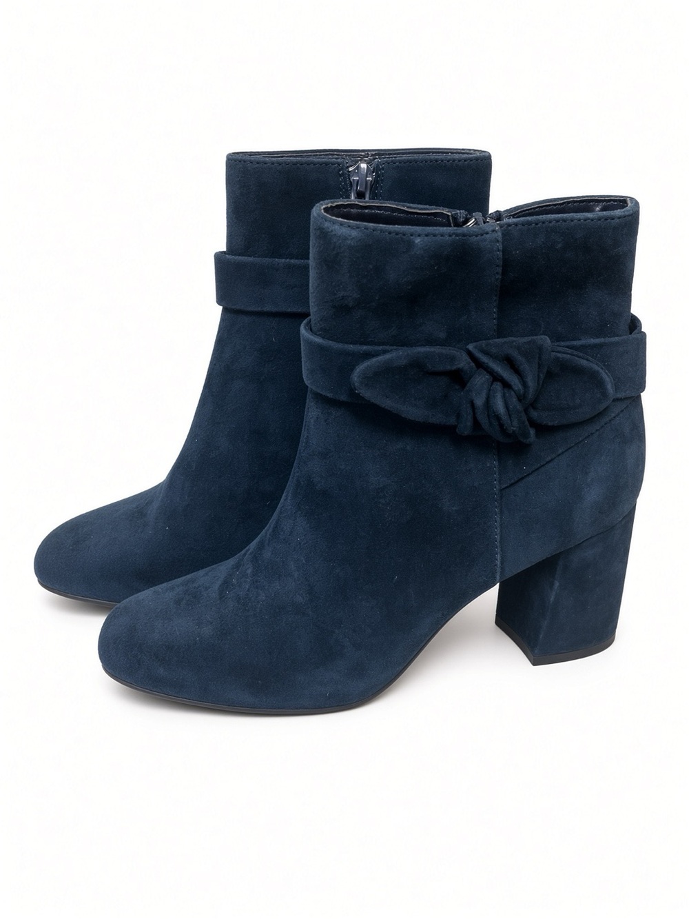 NWOB Bella Vita Felicity Navy Suede Ankle Booties 7.5 WW Extra Wide Block Heel